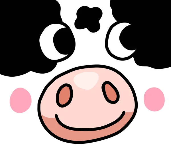 Digital Illustration Cute Cow Face Background — 图库照片