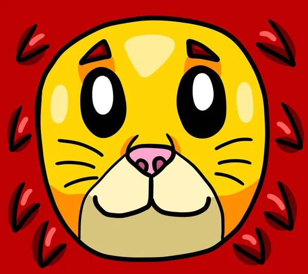 Digital Illustration Cute Lion Face Background — Stock fotografie