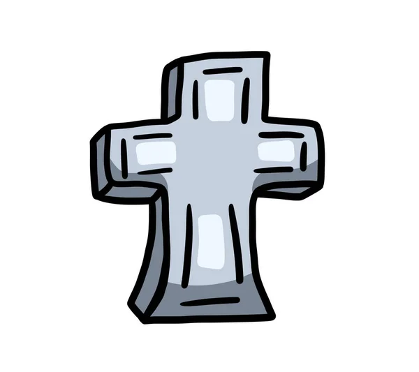 Digital Illustration Cartoon Creepy Cross Tombstone — Foto de Stock