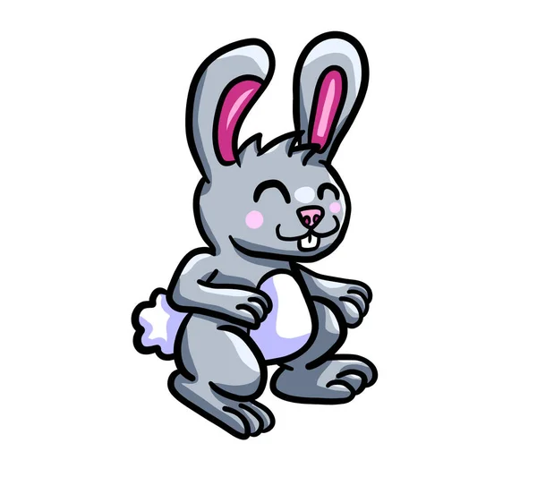 Цифровая Иллюстрация Очаровательного Счастливого Кролика — стоковое фото