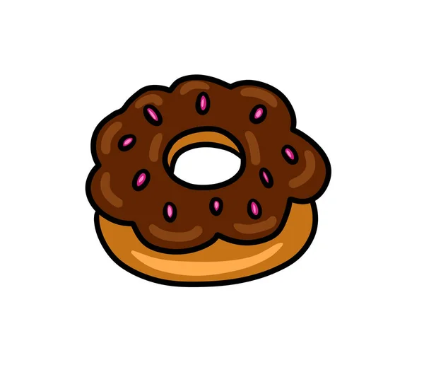 Цифровая Иллюстрация Мультяшного Шоколадного Пончика — стоковое фото