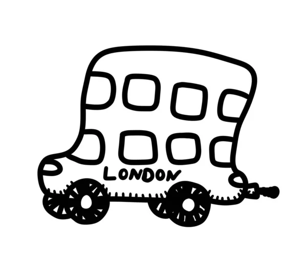 Digital Illustration Cartoon Cute London Bus Doodle — Foto Stock