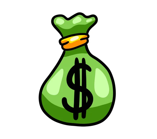Digital illustration of a cartoon dollar money bag