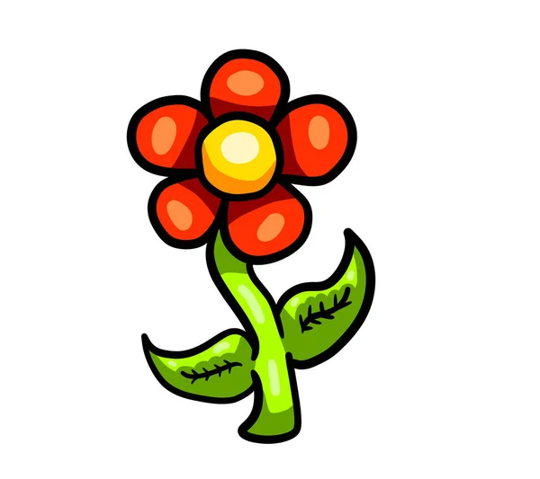 Digital Illustration Cartoon Red Flower — Foto de Stock