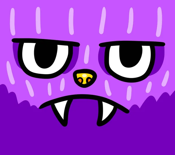 Digital Illustration Cute Funny Halloween Purple Monster Card — Fotografia de Stock