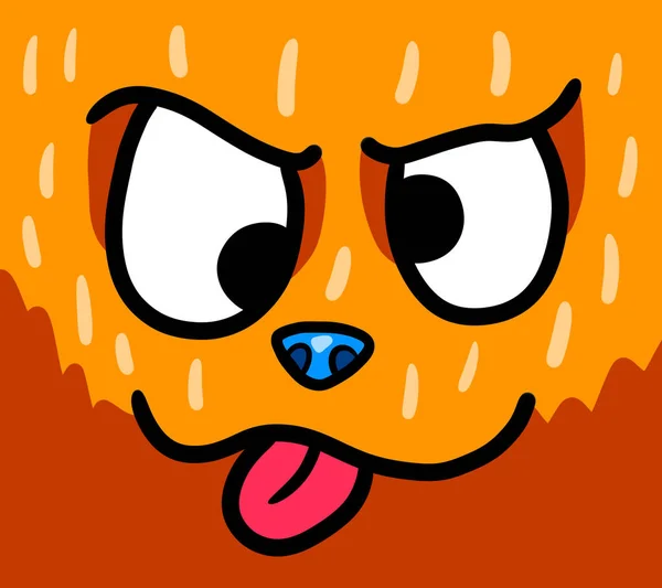 Digital Illustration Cute Funny Halloween Orange Monster Card —  Fotos de Stock