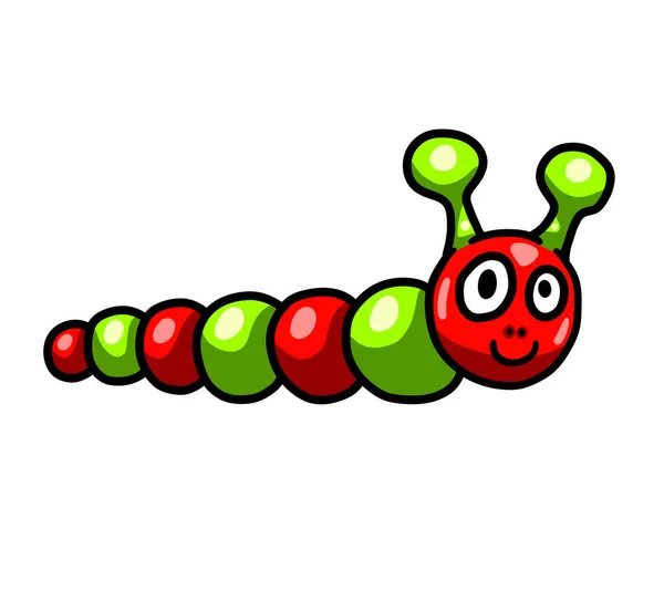 Digital Illustration Adorable Little Colorful Worm — Stok fotoğraf