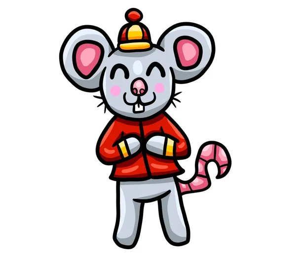 Digital Illustration Happy Chinese Rat — Zdjęcie stockowe