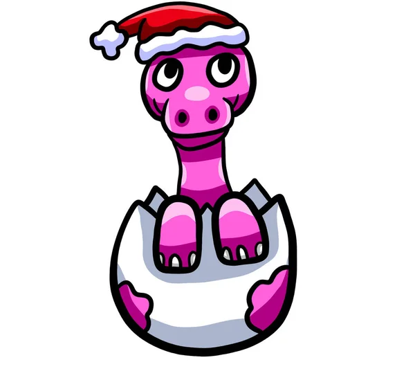 Digital Illustration Happy Christmas Baby Dinosaur — Stockfoto