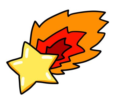 Digital illustration of a cartoon falling yellow star