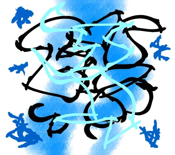 Digital Illustration Blue Contemporary Abstract Art Background — 스톡 사진