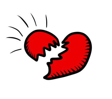 Digital illustration of a broken heart doodle