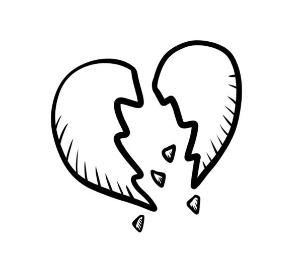 Digital Illustration Broken Heart Doodle — Fotografia de Stock