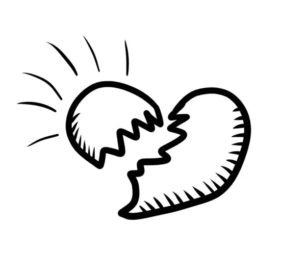 Digital Illustration Broken Heart Doodle — Fotografia de Stock