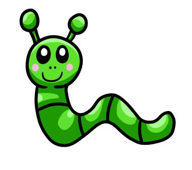 Digital illustration of an adorable green worm