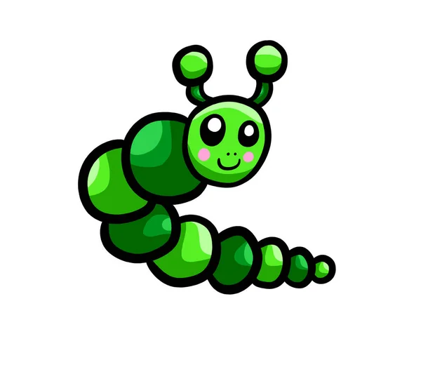 Digital Illustration Adorable Green Worm — ストック写真