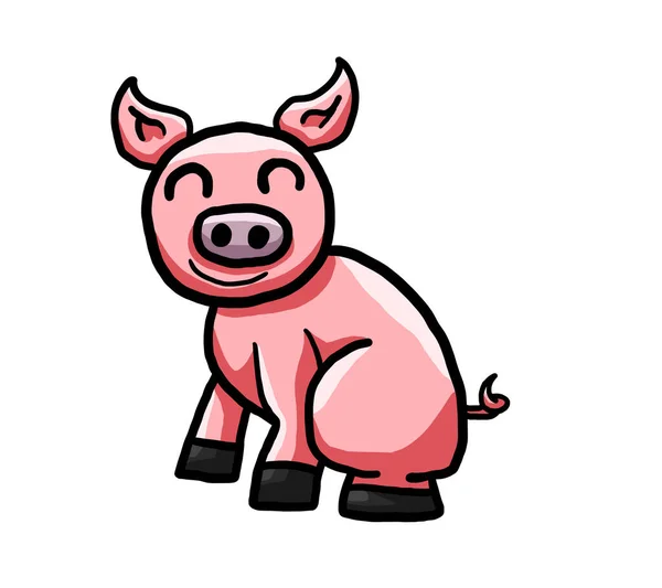 Digital Illustration Happy Pig — Stockfoto