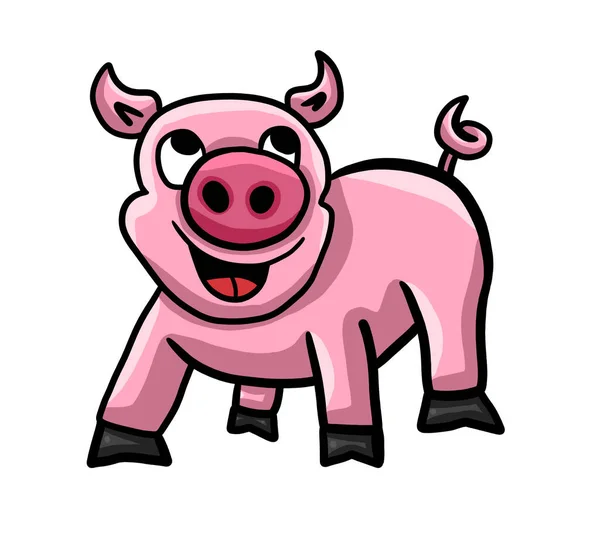 Digital Illustration Happy Pig — Stockfoto