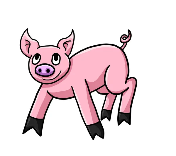 Digital Illustration Happy Pig — Stockfoto