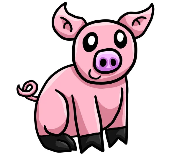 Digital Illustration Happy Pig — 图库照片