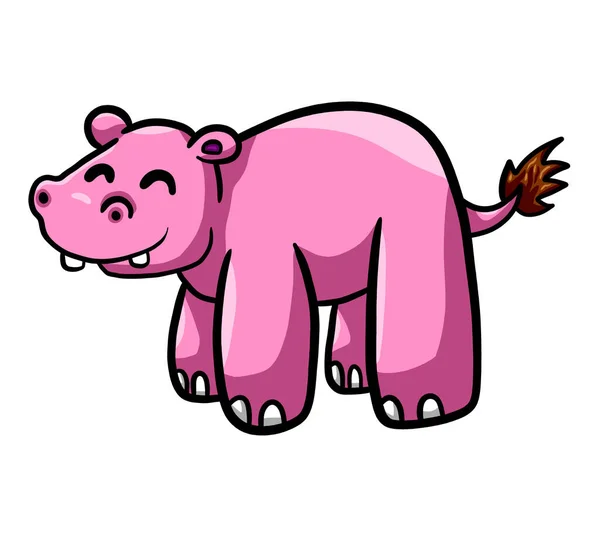 Digital Illustration Happy Pink Hippo — Zdjęcie stockowe