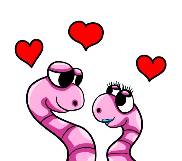 Digital Illustration Worms Love — Stockfoto