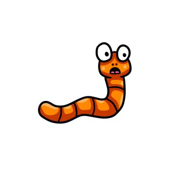Digital illustration of a cute orange worm