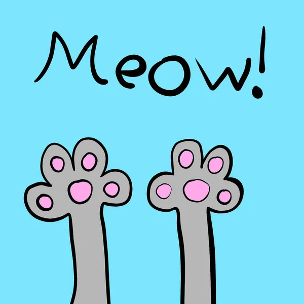 Digital Illustration Cat Paws — Stok Foto