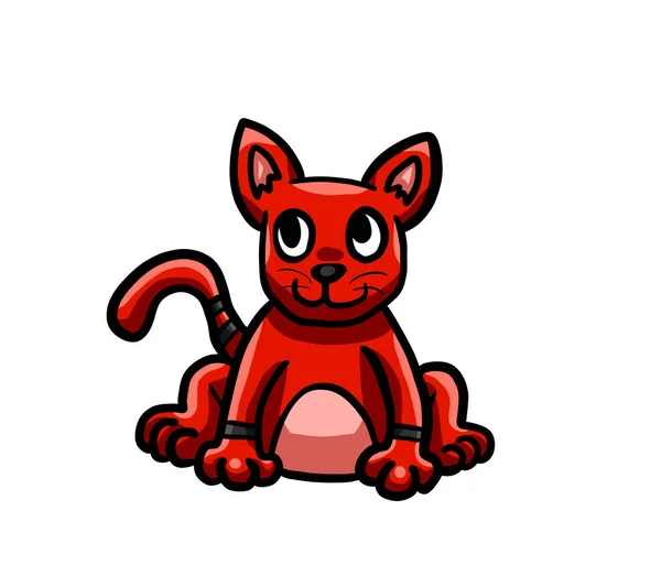 Digital illustration of a red fantasy cat