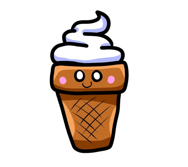 Digital Illustration Cartoon Ice Cream — ストック写真