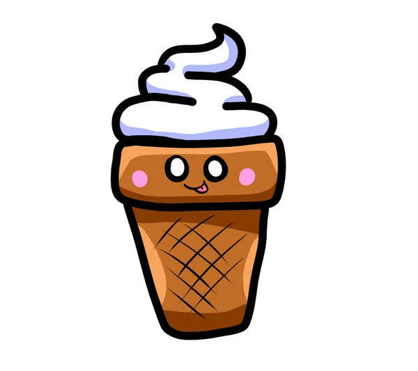 Цифровая Иллюстрация Мультипликационного Мороженого — стоковое фото