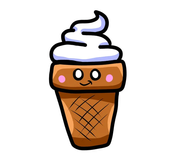 Digital Illustration Cartoon Ice Cream — Stok fotoğraf