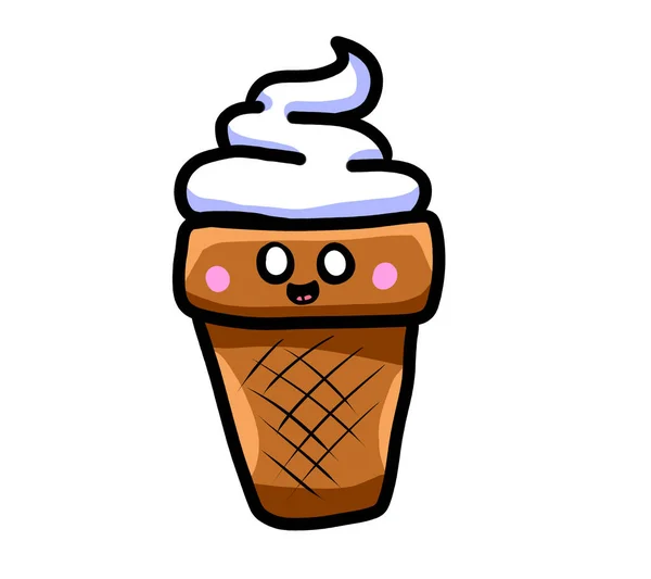 Digital Illustration Cartoon Ice Cream — Zdjęcie stockowe