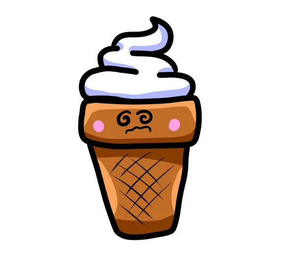 Digital Illustration Cartoon Ice Cream — Stok Foto