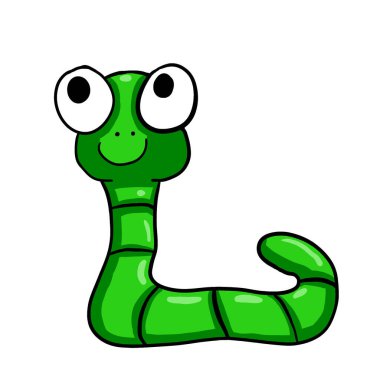 Digital illustration of a green worm