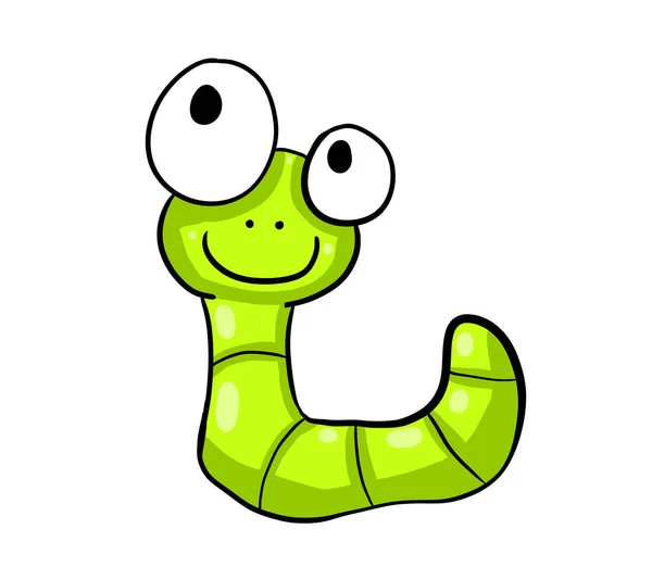 Digital Illustration Green Worm — ストック写真