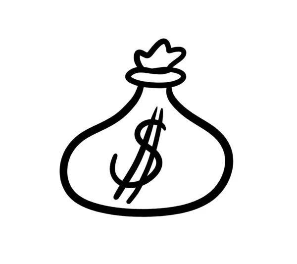 Digital Illustration Money Bag Doodle — Stok fotoğraf