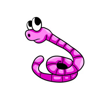 Digital illustration of a  sad pink worm