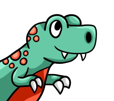 Digital illustration of a adorable green T Rex