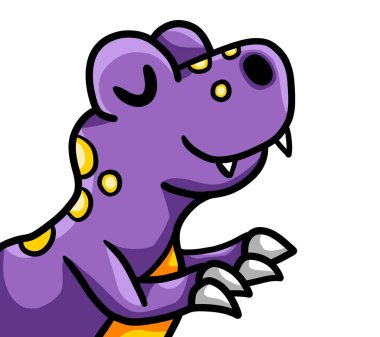 Digital illustration of an adorable purple T Rex