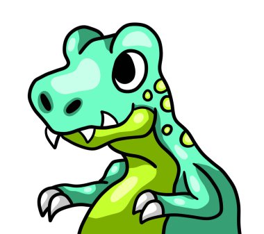 Digital illustration of a adorable green T Rex