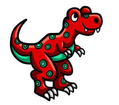 Digital illustration of a happy red T Rex