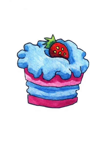 Handmade Illustration Cake — Stock Photo, Image