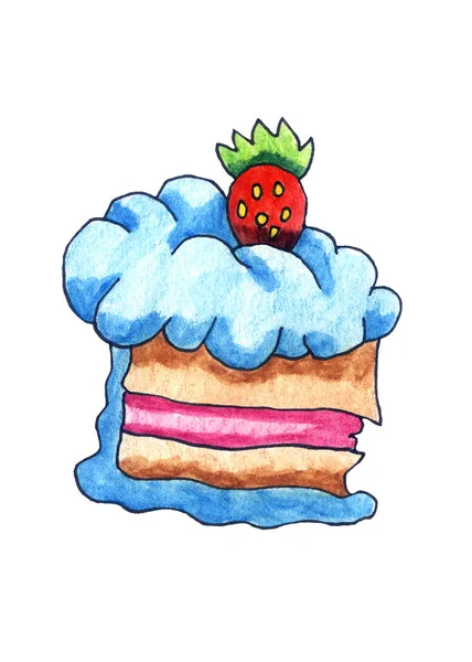 Handmade Illustration Cake — Stock Photo, Image