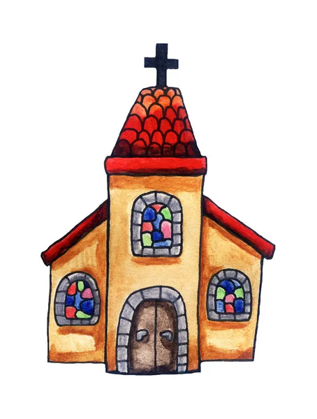 Handmade Illustration Church — 图库照片