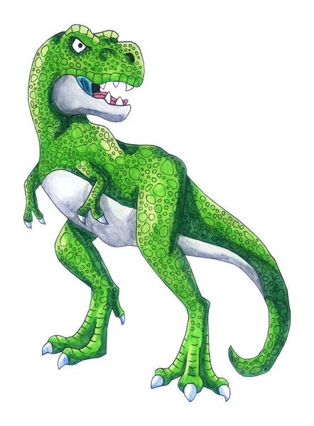 Handmade Illustration Green Rex — Stok Foto
