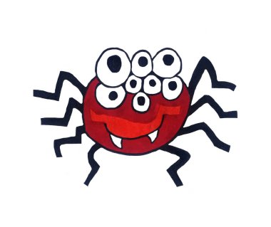 Handmade illustration of a red spider