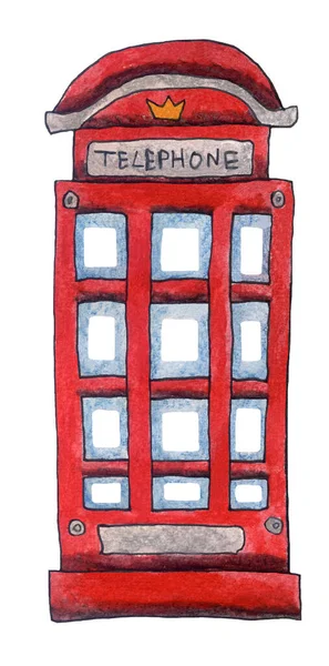 Handmade Illustration London Telephone — Stock Photo, Image