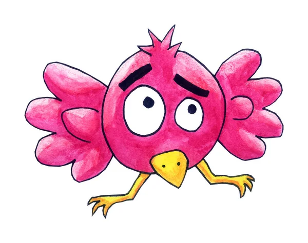 Handmade Illustration Pink Bird — Stock Photo, Image