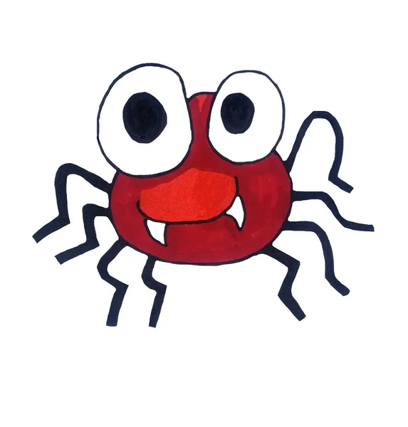 Handmade Illustration Red Spider — 스톡 사진